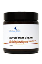 Load image into Gallery viewer, Silver-MSM Cream with Indian Frankincense Essential Oil and natural Frangipani fragrance (2 size options))