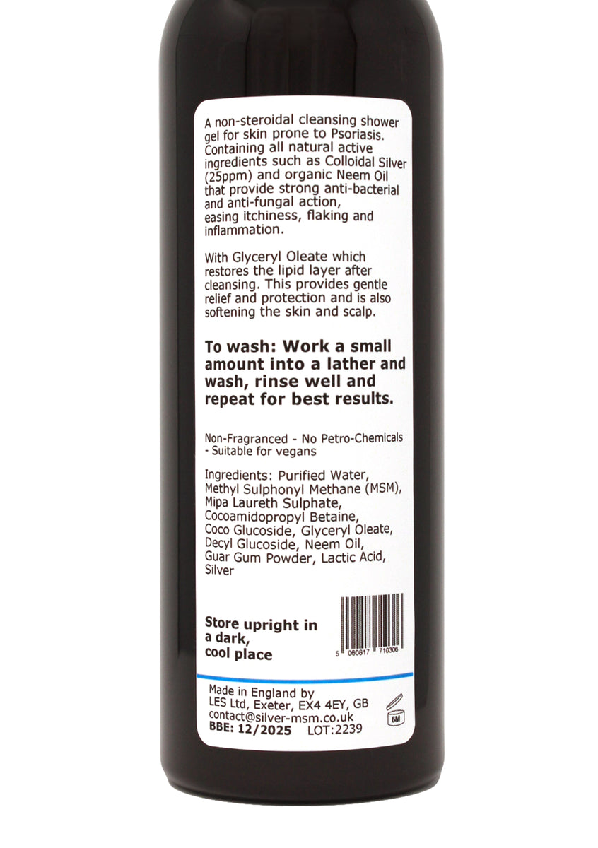SilverMSM Psoriasis Shower Gel 2in1 NonFragranced (2 size options)