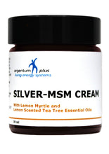 Load image into Gallery viewer, Silver-MSM Cream with Lemon Myrtle and Lemon Scented Tea Tree Essential Oils (4 size options)
